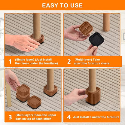 shouwuhho 12 Pack Furniture Risers Adjustable Bed Risers Heavy Duty Lifts - Image 7