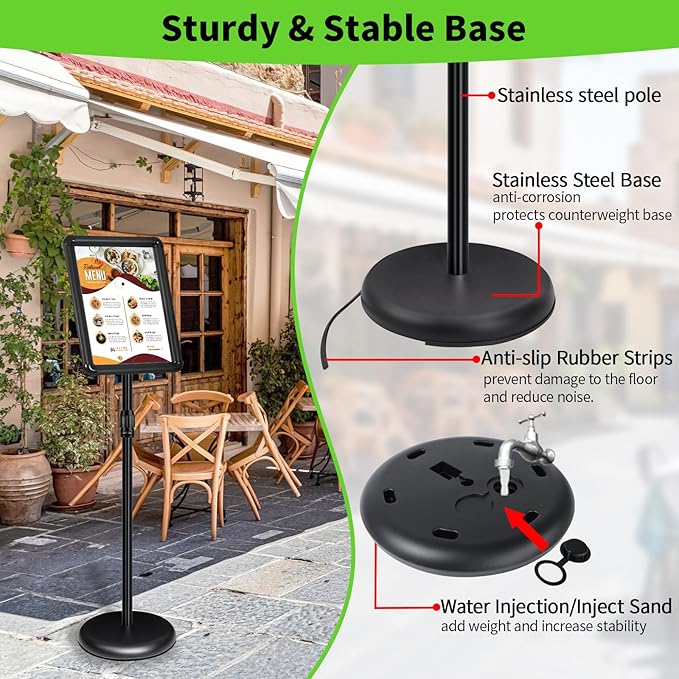 INNOVSIGN 2Packs Adjustable Pedestal Sign Holder Stand 8.5''x11'', Floor - Image 5