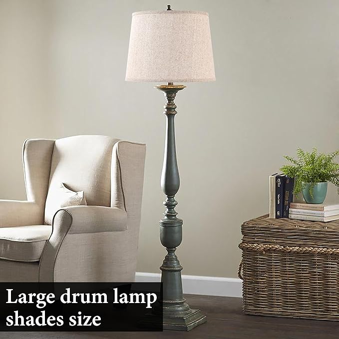 Drum Lamp Shades Larges, Modern Farmhouse Lampshades Beige - Image 6