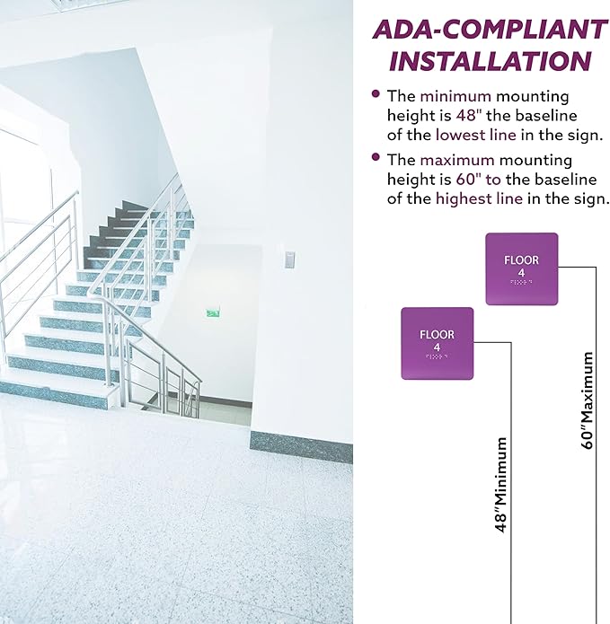 Black ADA Floor 4 Sign with Braille – Made from Durable Acrylic and Ready to - Image 4
