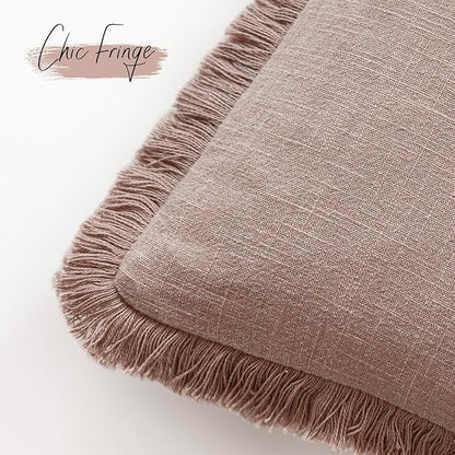 Foindtower Set of 2 Decorative Linen Fringe Lumbar Throw Pillow Covers - Image 3