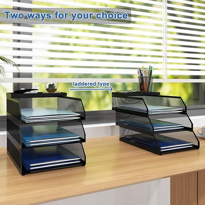 Natwind 3-Tier Desk Organizer, Desk Accessories, Stackable Paper Tray, Metal - Image 5