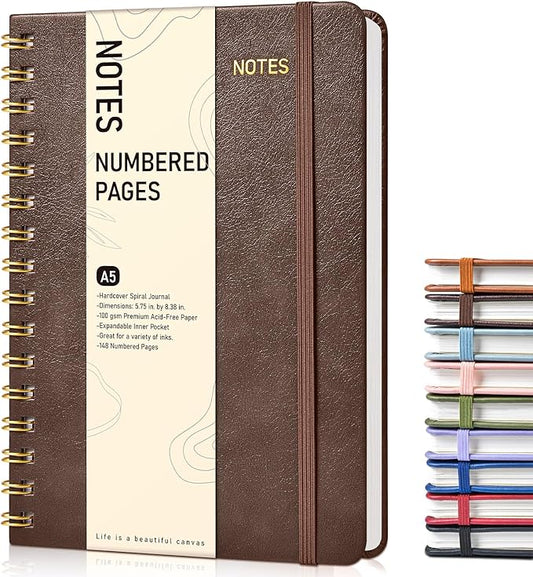 Lined Spiral Journal Notebook, A5 Hardcover Spiral Journals by Unknown