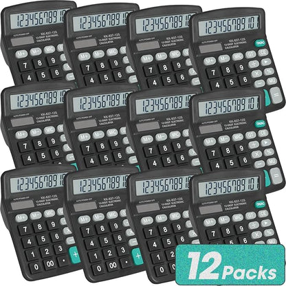 12 Pack Calculator Bulk, 12 Digits Calculators Desktop by YesBes