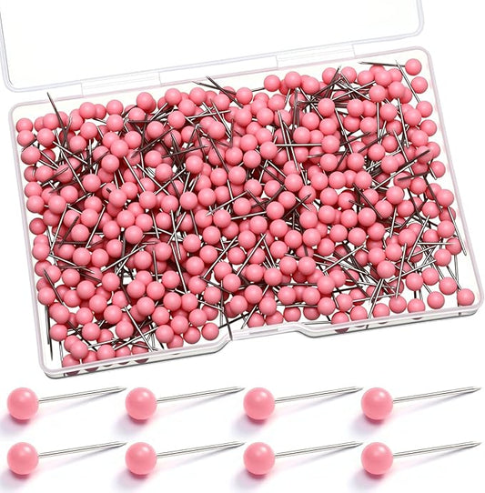 WILLBOND 500 Pack Map Push Pins Map Tacks Small Round Head Push Pins Thumb Tacks by Willbond+Technology+Limited