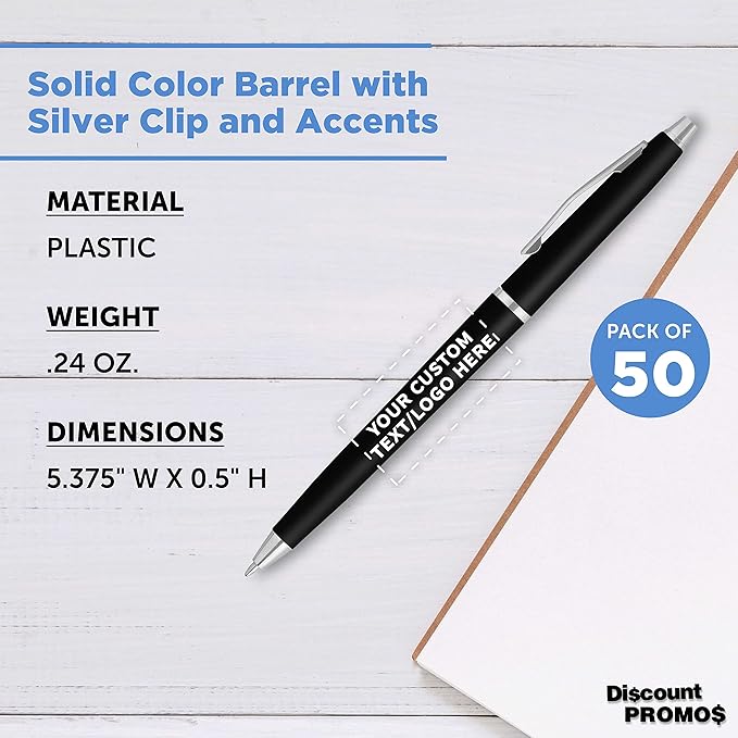 DISCOUNT PROMOS Custom Langham Ballpoint Pens Set of 50, Personalized Bulk Pack - Image 4