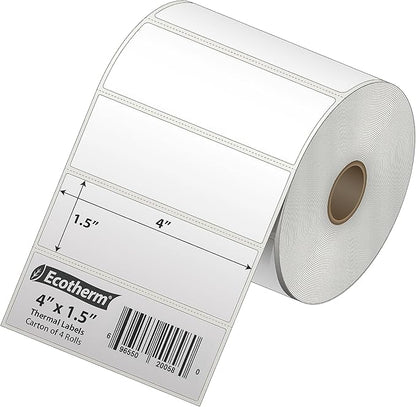 4" x 1.5" Thermal Labels | 4 Rolls | 3940 Labels | fits Zebra, Offnova Thermal - Image 2