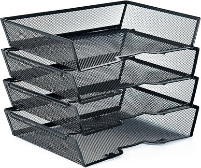 SETTFRFE 4 Tier Metal Mesh Desk Organizer-Stackable Letter Trays - Image 9