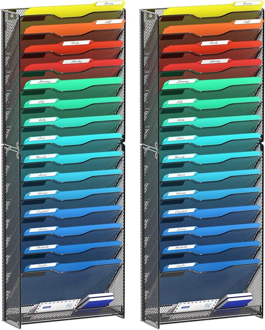 samstar 2 Pack 16 Tier Wall File Organizer Hanging Wall File Holder Wall Mount by Samstar