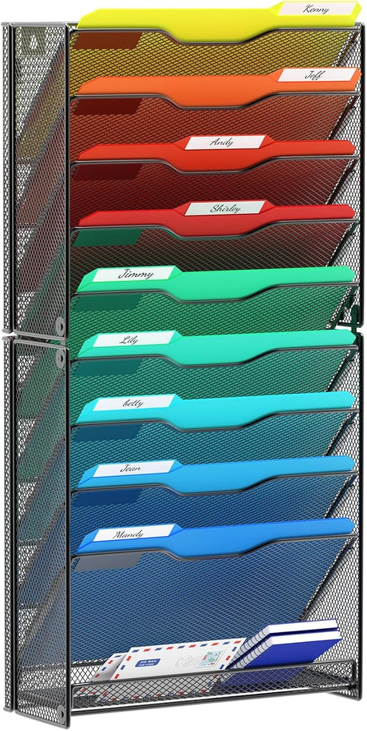 samstar 10 Tier Wall File Organizer, Hanging Wall Mount File Holder Paper by Samstar