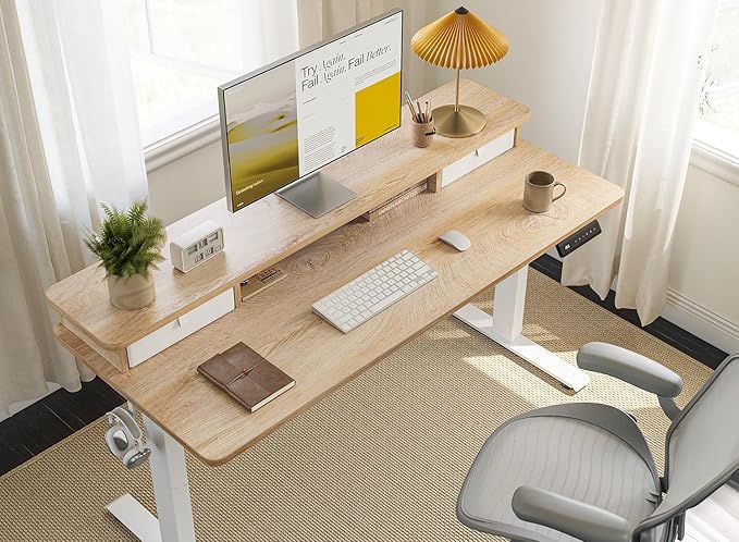FEZIBO 63 x 28 Inch Deeper Height Adjustable Electric Standing Desk - Image 2