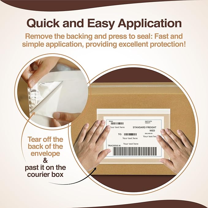 7x10 Shipping Label Sleeves 200 Pack- Strong Adhesive Back - Image 6