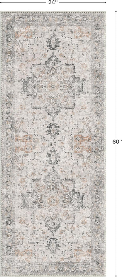 GENIMO Runner Rug 2x5 Non Slip Machine Washable Vintage Hallway Runner Rug - Image 2