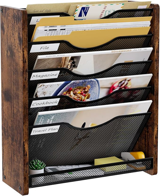 PAG-Mass Wall File Organizer, 6 Tier Mesh Mail Organizer Wall Mounted, Hanging by PAG-Mass