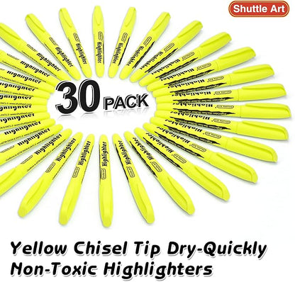 Shuttle Art Yellow Highlighters, 30 Pack Highlighters Bright Colors, Chisel Tip - Image 2
