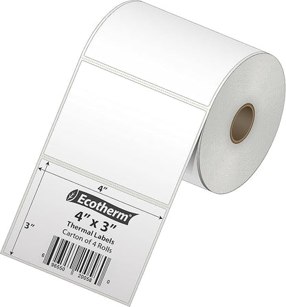 4" x 3" Thermal Labels | 4 Rolls | 2100 Labels | fits Zebra, Offnova Thermal - Image 2