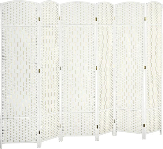 HOMCOM 6 Panel Room Divider, Hand-Woven Freestanding Wall Partition by HOMCOM