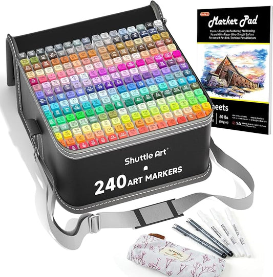 Shuttle Art 240 Colors Alcohol Markers, 239 Colors Dual Tip Art Marker Set Plus by ShuttleArt