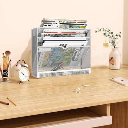 KZWKRG 4 Tier Magnetic File Holder, Large Capacity Mesh Hanging Wall Organizer - Image 7