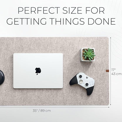 Nordik Large Felt Desk Mat – Stone Oat Beige – 35 x 17 inch – Computer Desk Mat - Image 3