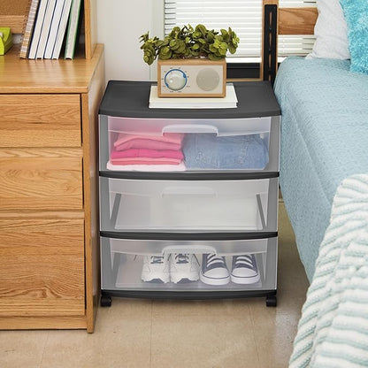 3-Drawer Wide Rolling Storage Cart - Image 2