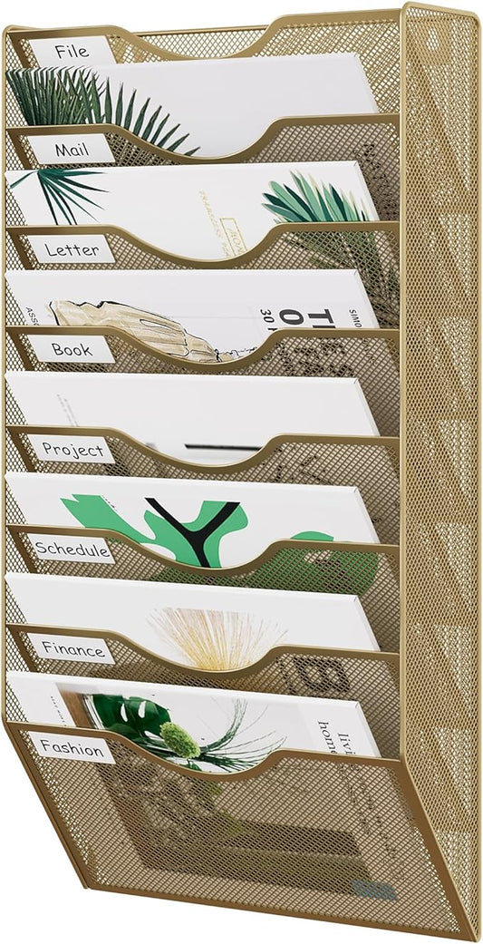 EasyPAG 8 Pocket Mesh Wall File Organizer, Hanging Paper Folder Holder by EasyPAG