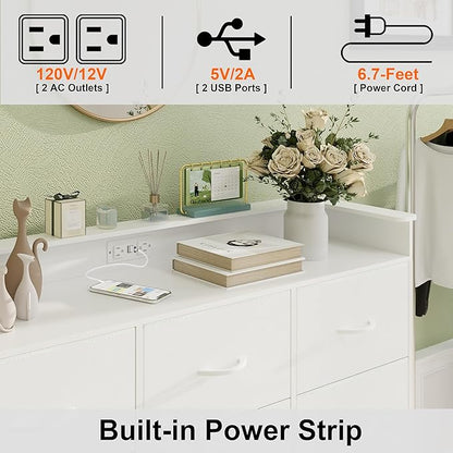 Welfuturer White Dresser with LED Lights and Charging Station - Image 5