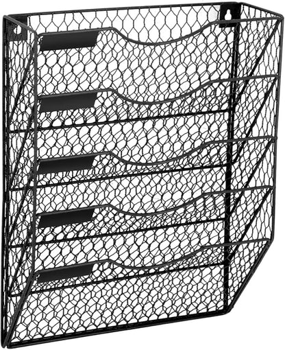 EASEPRES Mail Organizer Wall Mount, 5 Tier Metal Chicken Wire Hanging File - Image 7