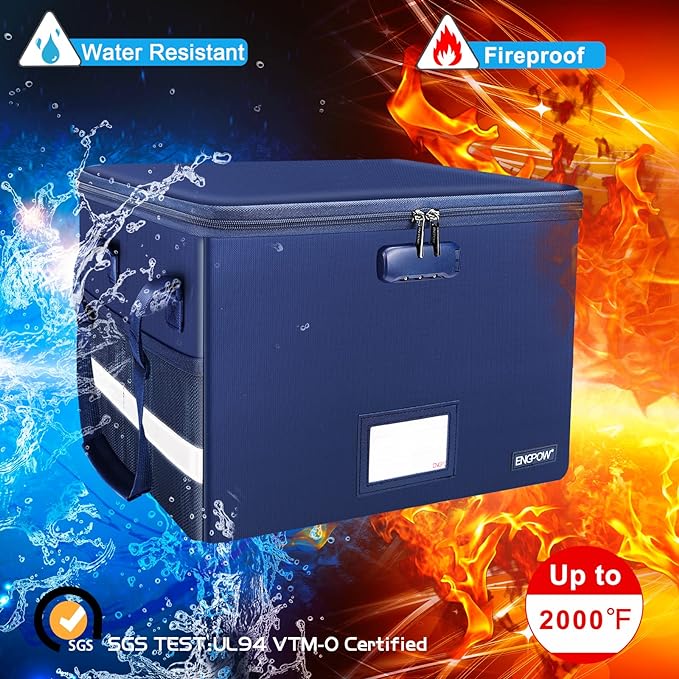 ENGPOW File Box with Lock, Fireproof Document Box with Zipper＆Pockets, - Image 3