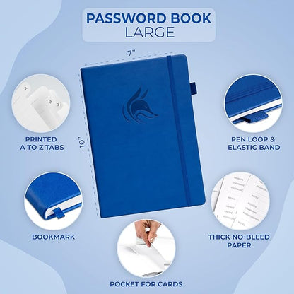 Clever Fox Password Book with alphabetical tabs. Internet Address Organizer - Image 2