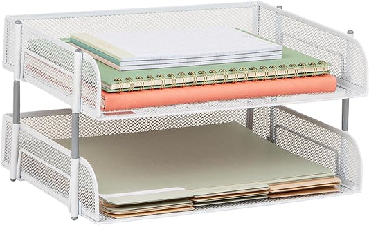 Mind Reader Stackable Paper Tray, Desktop Organizer, File Storage, Metal Mesh by MindReader