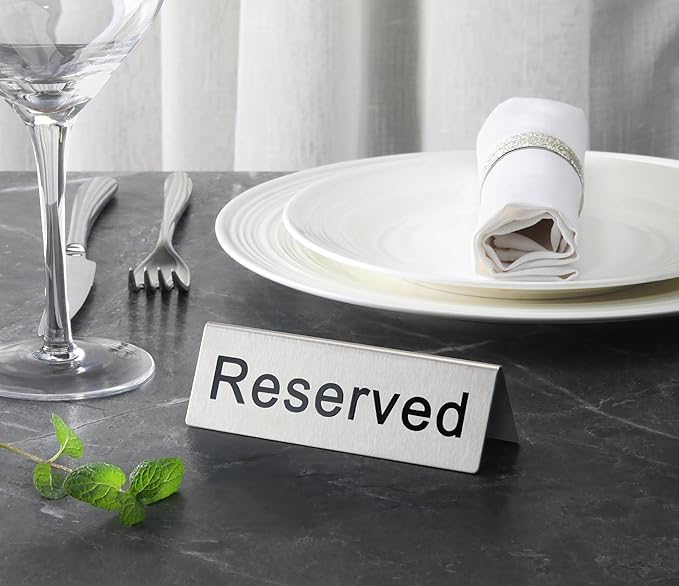 New Star Foodservice Stainless Steel Table Tent Sign, 4.75” x 1.75”) - Image 4
