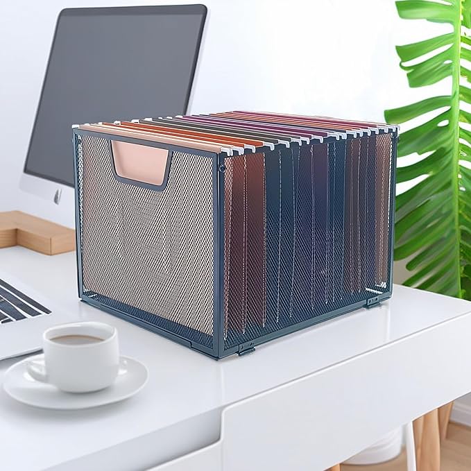 SREGGSIY Metal Mesh Hanging File Organizer, Office/School/Home File Crate - Image 3