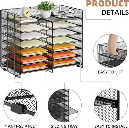 Marbrasse Desktop Literature Organizer, 12 Compartments Mesh Paper Organizer - Image 4