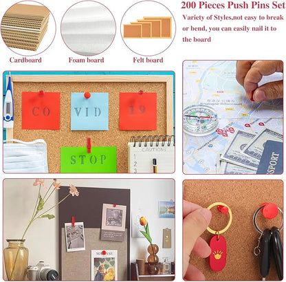 200 Pieces Push Pins, 5 Style Red Thumb Tacks Decorative Push Pins - Image 7