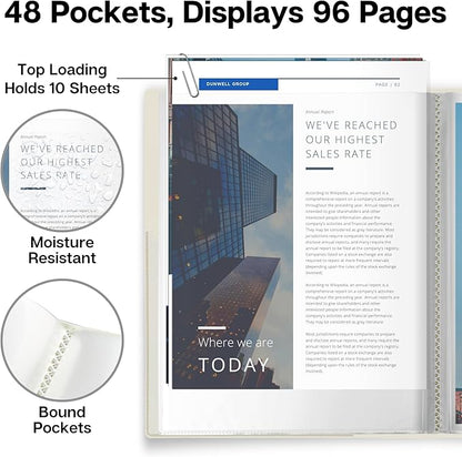 Dunwell Presentation Binder 48-Pocket, Displays 96 Pages, 8.5x11 Portfolio - Image 3