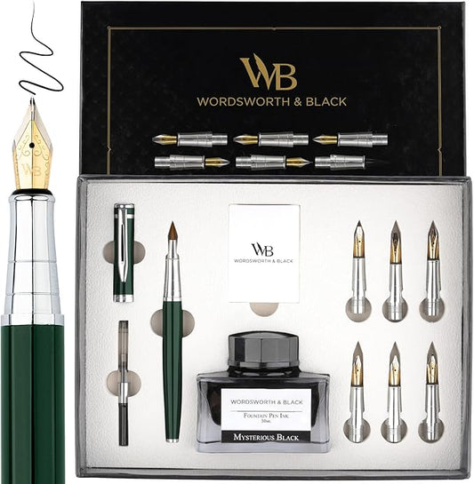 Wordsworth & Black Calligraphy Pen Gift Set, Includes Bottle, 6 Cartridges by WordsworthBlack