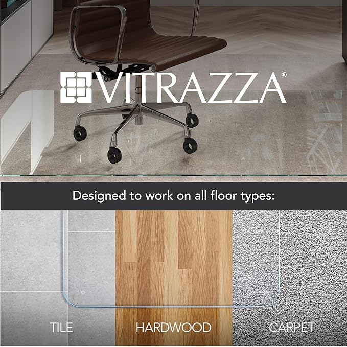 Vitrazza Glass Chair Mat 45” x 53” Superior ¼ Thick, Chiaro Standard Clear - Image 5