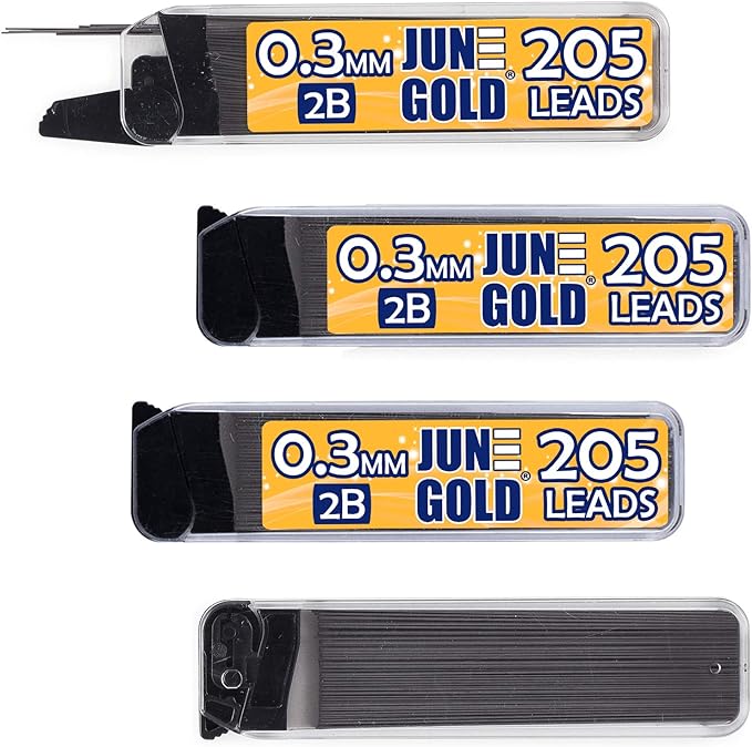 June Gold 820 Pieces, 0.3 mm 2B Lead Refills, 205 Pieces Per Dispenser by JuneGold