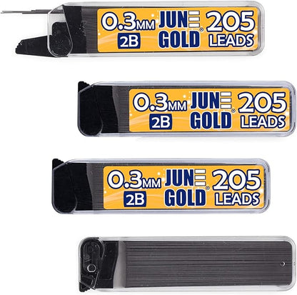 June Gold 820 Pieces, 0.3 mm 2B Lead Refills, 205 Pieces Per Dispenser by JuneGold
