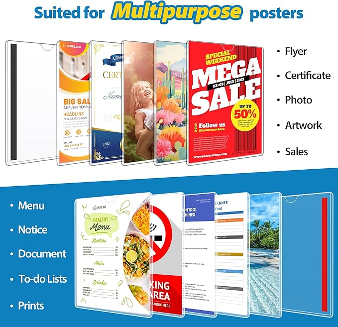 20 Pack Wall Sign Holder 8.5x11 Magnetic Plastic Sign Holder - Image 6