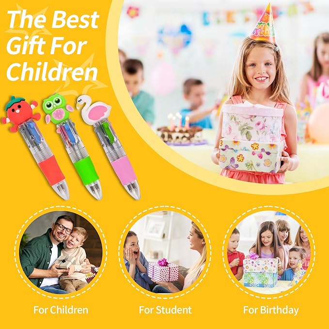 LiYiQ 100 PCS Multicolor Pen in One Fun 4-in-1 Cute Pens Bulk Kawaii Cool - Image 6