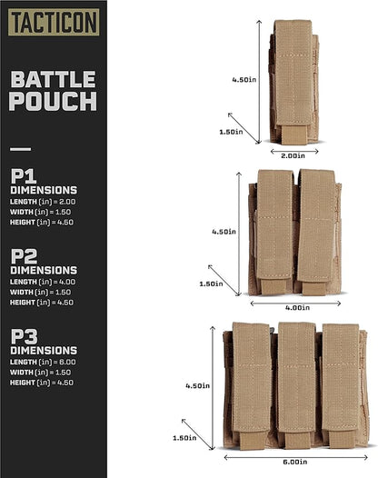 Tacticon P1 P2 P3 BattlePouch | Universal Pistol Mag Pouch | Combat Veteran - Image 4