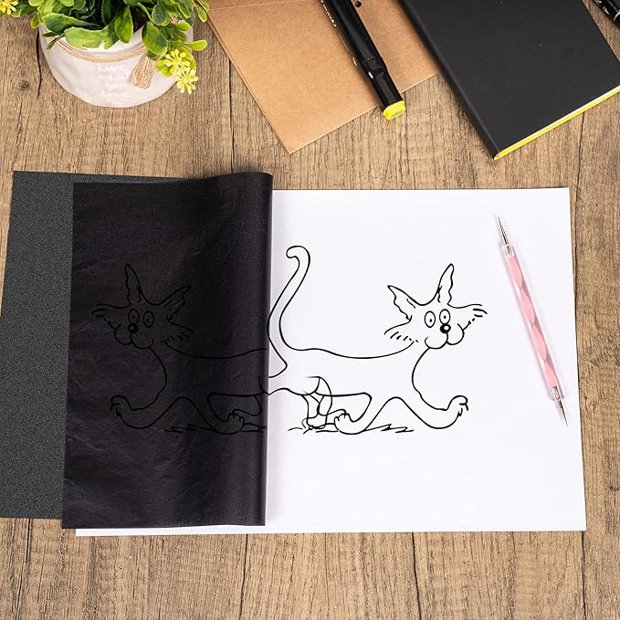 200 Sheets Carbon Paper Black Graphite Paper Transfer Tracing Paper and 5 - Image 4