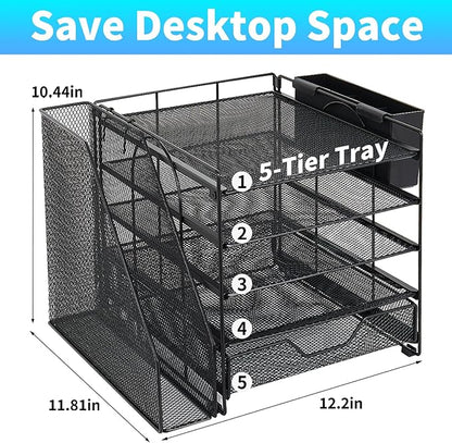 Gugsey Desk Organizer, 5-Tier Paper Letter Tray Organizer - Image 2