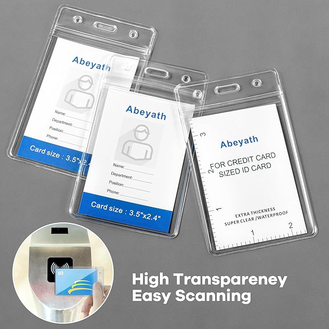ABEYATH 50Pack Extra Thick ID Card Name Badge Holder Heavy Duty Waterproof - Image 4