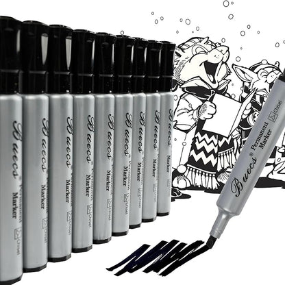 Buecs Permanent Markers, Chisel tip, Waterproof &Fade Resistant, Quick Drying - Image 2