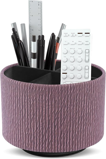 Hennaja Round Leather Art Supply Organizer, Remote Control Holder, 360 Degree by Hennaja