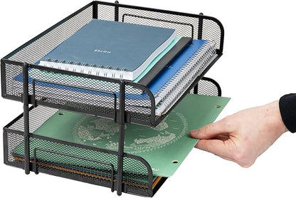 Mind Reader Stackable Paper Tray, Desktop Organizer, File Storage, Metal Mesh - Image 5
