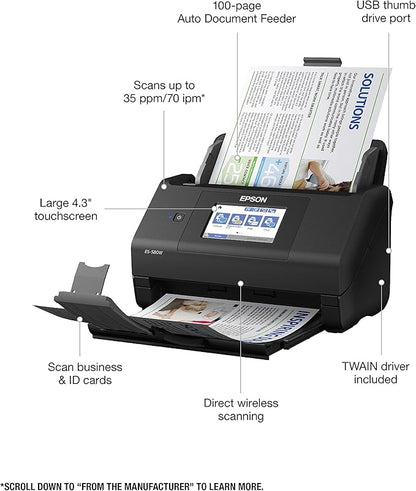 Epson Workforce ES-580W Wireless Color Duplex Desktop Document Scanner - Image 3